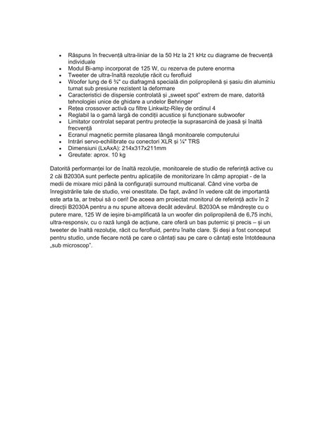 Boxe active Behringer 2030TRUTH profesionale  studio absolut noi